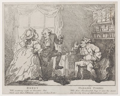 Bozzy en Madame Piozzi Frontispice, Bozzy en Piozzi door Peter Pindar, 1780-86 door Thomas Rowlandson