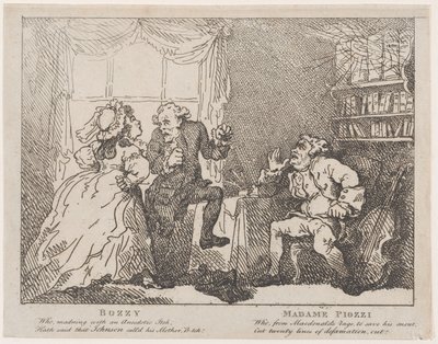 Bozzy en Madame Piozzi Frontispice, Bozzy en Piozzi door Peter Pindar, 1780-86 door Thomas Rowlandson