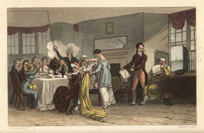 Ontbijtkamer van de Old Bell Inn, Scarborough door Thomas Rowlandson