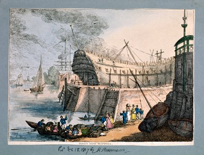 Brunswick Dock, Blackwall, Londen, 1806 door Thomas Rowlandson