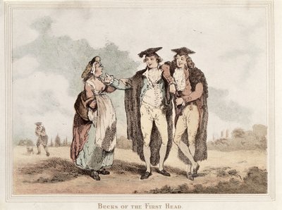 Bucks van het Eerste Hoofd, cartoon van Oxford studenten door Thomas Rowlandson