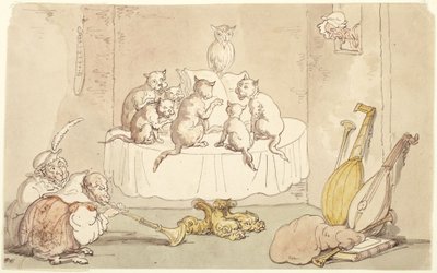 Katten en apen door Thomas Rowlandson