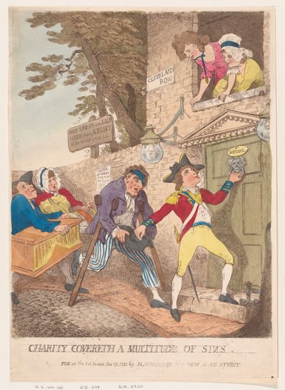 Liefdadigheid bedekt een menigte van zonden, 27 november 1781 door Thomas Rowlandson