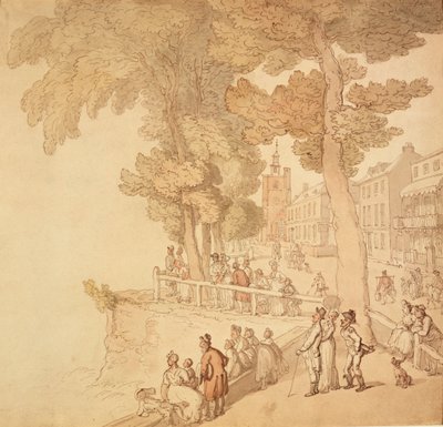 Cheyne Walk, Londen, ca. eind 18e-begin 19e eeuw door Thomas Rowlandson