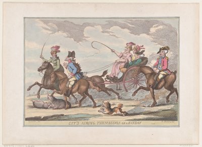 Burgers die Zichzelf Luchten op een Zondag door Thomas Rowlandson