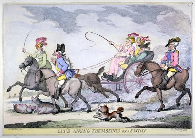Burgers die Zichzelf Luchten op een Zondag door Thomas Rowlandson