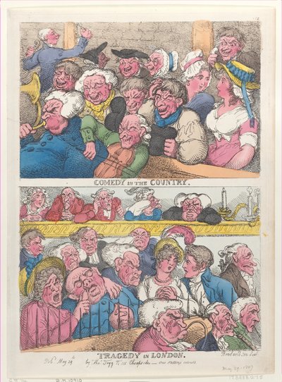 Komedie op het Platteland, Tragedie in Londen, 29 mei 1807 door Thomas Rowlandson