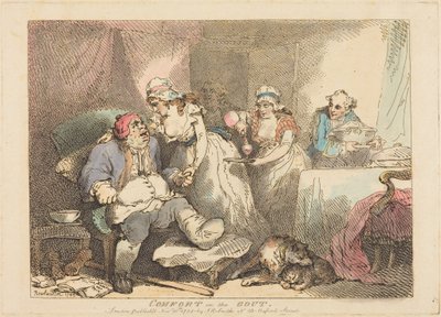 Verlichting bij jicht door Thomas Rowlandson