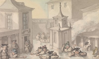 De geneugten van Bath: De badkuip door Thomas Rowlandson