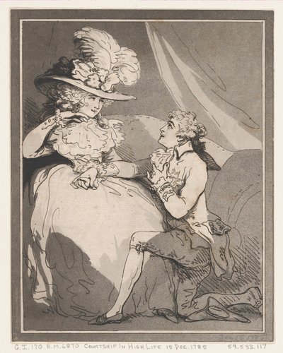Hofmakerij in de hoge kringen, 15 december 1785 door Thomas Rowlandson