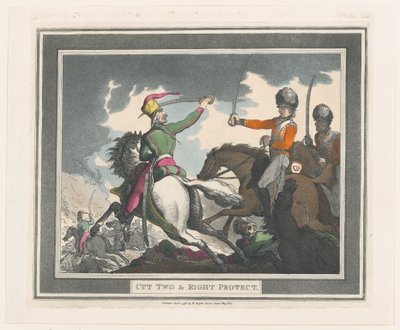 Snijd twee en rechterbescherming door Thomas Rowlandson