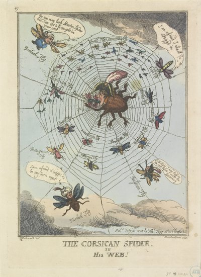 De Corsicaanse spin in zijn web, 1808 door Thomas Rowlandson