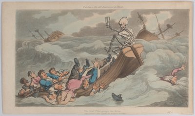 Dood Werd Piloot uit The English Dance of Death, vol. II, pl. 9 door Thomas Rowlandson