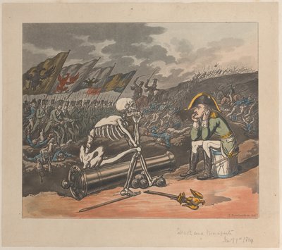 De dood en Bonaparte, de twee koningen van terreur, 1 januari 1814 door Thomas Rowlandson