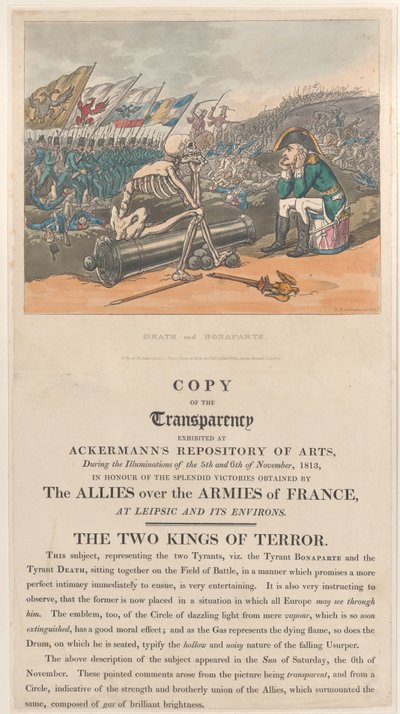 Dood en Bonaparte, de twee koningen van terreur, 1 januari 1814 door Thomas Rowlandson