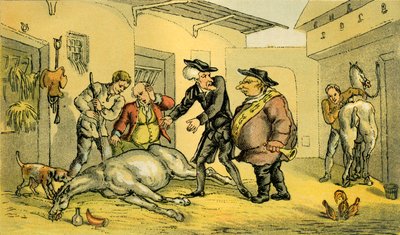 De dood van Punch door Thomas Rowlandson