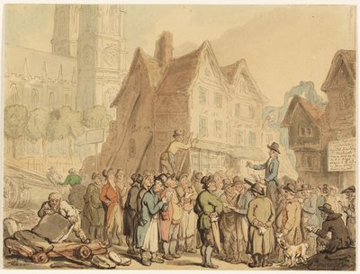 Sloop van oude huizen ten noorden van Westminster Abbey door Thomas Rowlandson