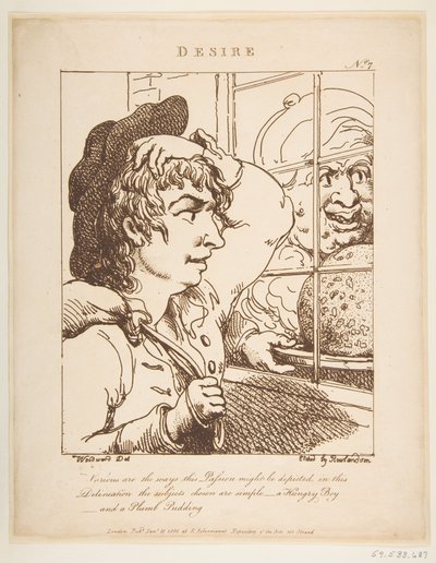 Desire Le Brun Travested, of Karikaturen van de Passies, 20 januari 1800 door Thomas Rowlandson