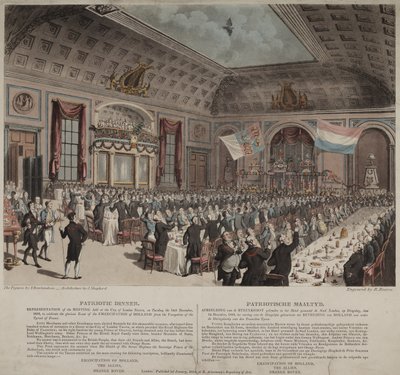 Diner ter viering van de emancipatie van Nederland van Frankrijk, City of London Tavern, Bishopsgate, 1814 door Thomas Rowlandson