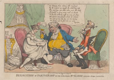 Ontbinding van Partnerschap, of de IJverige Mevrouw Clarke die Haar Rekening Afsluit..., 15 februari 1809 door Thomas Rowlandson