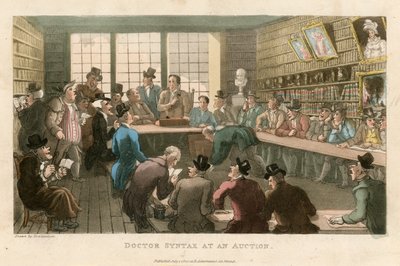 Dokter Syntax op een veiling door Thomas Rowlandson
