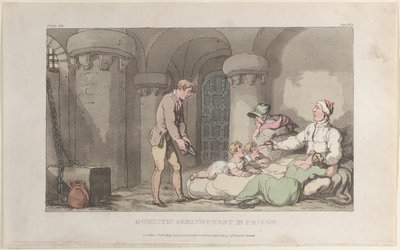 Huiselijke Regelingen in de Gevangenis, uit The Vicar of Wakefield, 1 mei 1817 door Thomas Rowlandson
