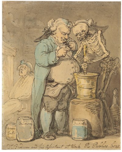 Dr. Brodum en zijn Assistent als Werk Pro Bono Publico door Thomas Rowlandson