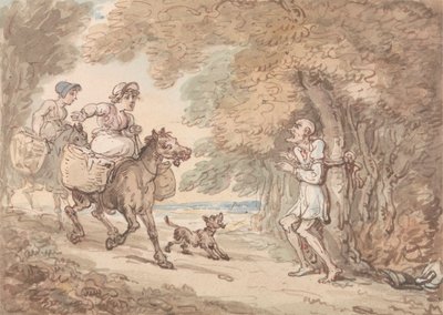Dr. Syntax Vastgebonden aan een Boom door Wegrovers door Thomas Rowlandson