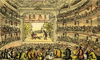 Dr. Syntax in Covent Garden Theatre door Thomas Rowlandson