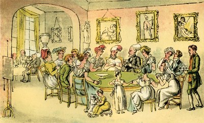 Dr. Syntax op een kaartavond door Thomas Rowlandson