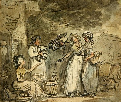 Dr. Syntax onderhandelt over eenden door Thomas Rowlandson