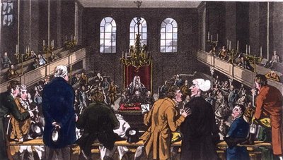 Dr. Syntax in het Lagerhuis door Thomas Rowlandson