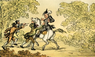Dr. Syntax gestopt door struikrovers door Thomas Rowlandson