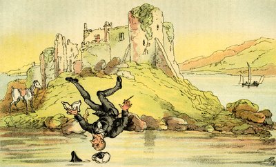 Dr. Syntax valt in het water door Thomas Rowlandson