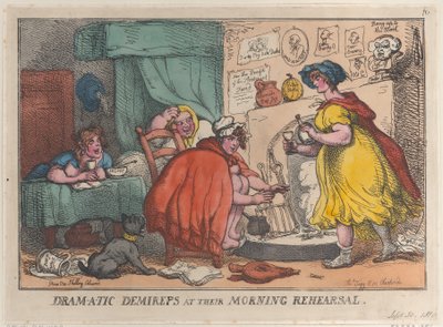 Dram-a-tic Demireps bij hun ochtendrepetitie, 30 september 1810 door Thomas Rowlandson