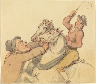 Veedrijvers met een Paar Steigerende Paarden door Thomas Rowlandson