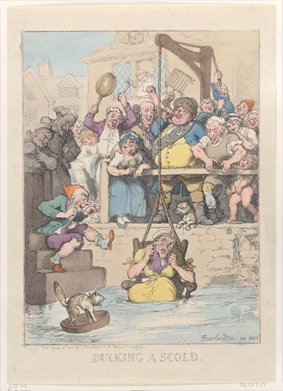 Een Schreeuwlelijk onderdompelen, 12 april 1803 door Thomas Rowlandson