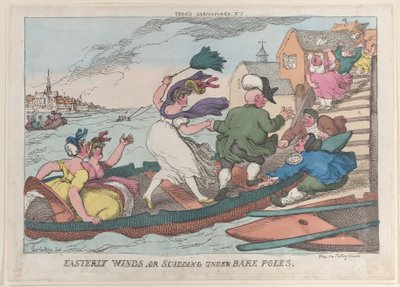 Oostelijke Winden, of Schuiven Onder Kale Masten, 10 mei 1810 door Thomas Rowlandson