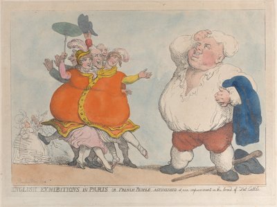 Engelse tentoonstellingen in Parijs of Fransen verbaasd over onze verbetering in het ras, 1812 door Thomas Rowlandson