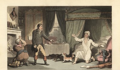 Engelse heer die een brief van zijn familie ontvangt door Thomas Rowlandson