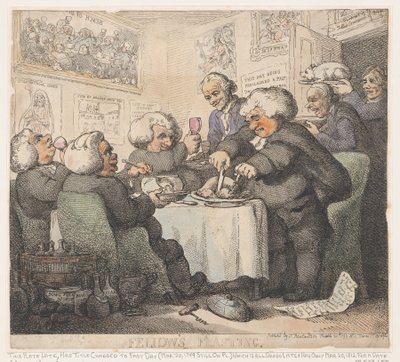 Feestmaal van de Fellows door Thomas Rowlandson