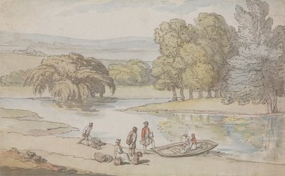 Cijfers bij een veerboot door Thomas Rowlandson