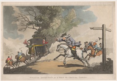 Kinderliefde, of een reis naar Gretna Green door Thomas Rowlandson
