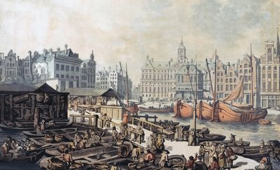Vismarkt, Dam Square, Amsterdam, Nederland door Thomas Rowlandson