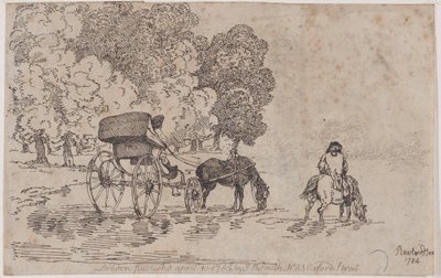 Vierwielige chaise door Thomas Rowlandson