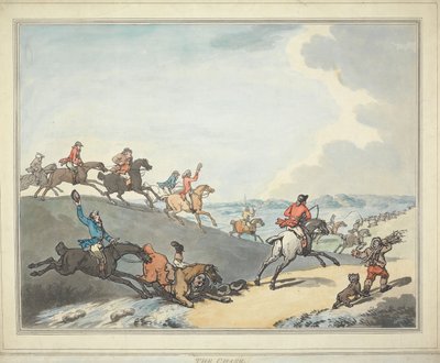 Vossenjacht [set van zes]:   2. De achtervolging door Thomas Rowlandson