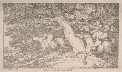 Vossenjacht: Hoe je je nek kunt breken [uit ‘Advice to Sportsmen’] door Thomas Rowlandson
