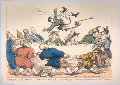 Vrienden en vijanden - Hij gaat omhoog - De Corsicaanse Munchausen naar St. Cloud sturen, 12 december 1813 door Thomas Rowlandson