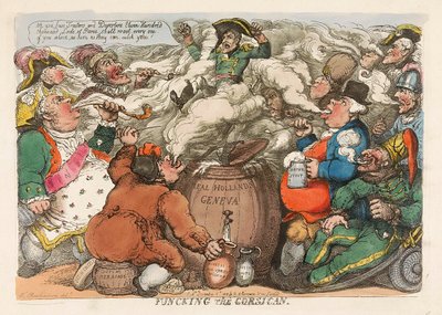 Funcking de Corsicaan, pub. 1813 handgekleurde gravure door Thomas Rowlandson