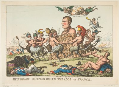 Helhonden Rondom het Afgod van Frankrijk, 8 april 1815 door Thomas Rowlandson
